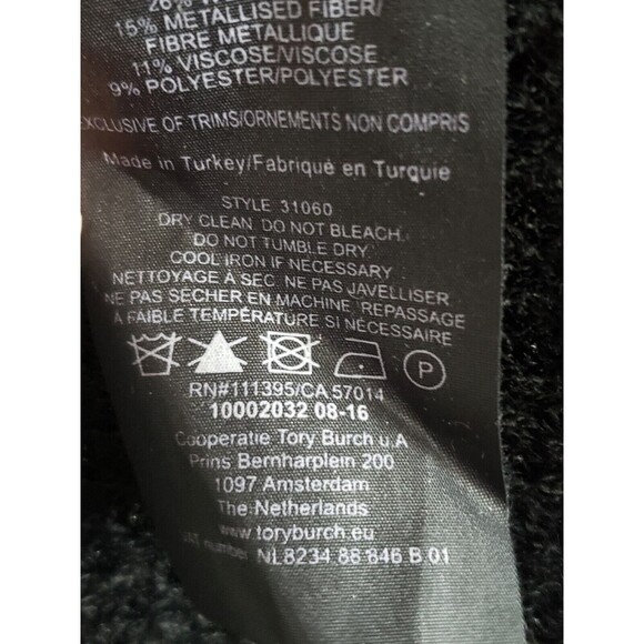 Tory Burch Dress Women's  Large Black Metallic Wool Blend Lightweight Event - Picture 9 of 12